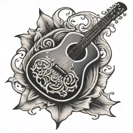 acoustic guitar asterisk red hot chili peppers tattoo design idea
