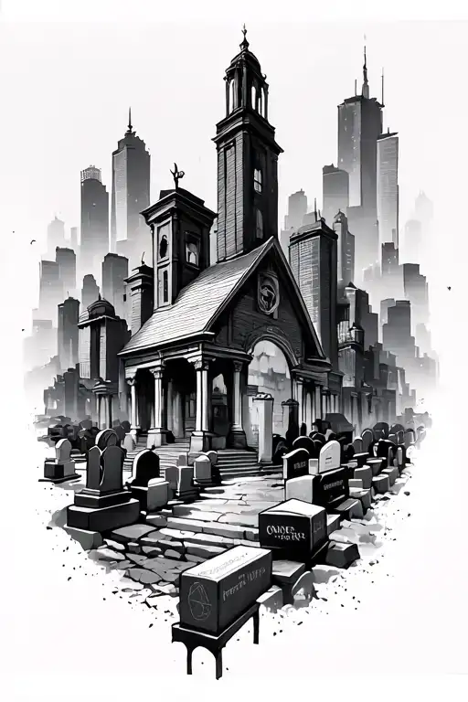 "Break to the SVAO cemetery" Urban Skyline tattoo design idea