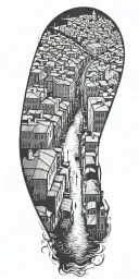 venice at night with bright lights tattoo design idea