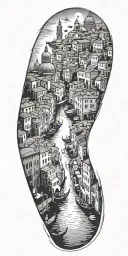 venice at night with bright lights tattoo design idea