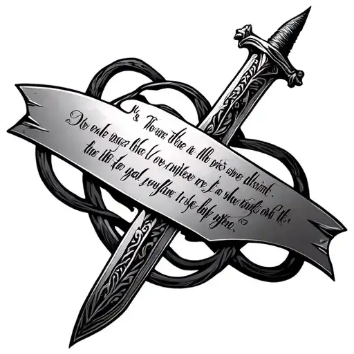 sword with Bible verse as the blade tattoo design idea