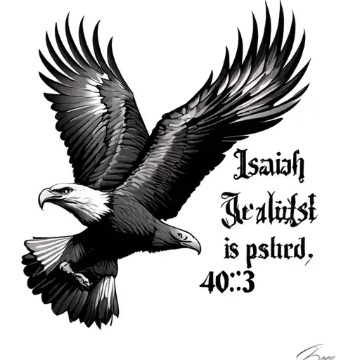 "Isaiah 40:31" bible verse with eagle flying tattoo design idea