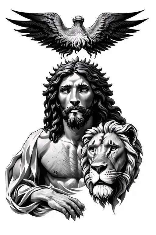 Lion And Jesus tattoo design idea