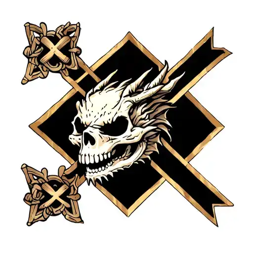 dragon skull and irish cross  tattoo design idea
