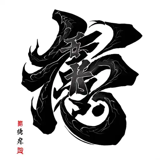 japanese for demon word tattoo design idea