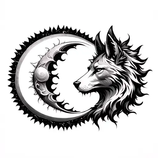 skoll and hati sun and moon tattoo design idea