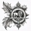 lion and compass  tattoo design idea