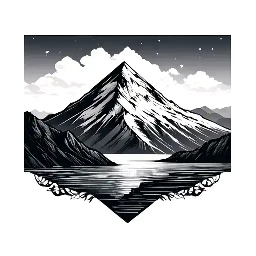 mount fiji geometric tattoo design idea