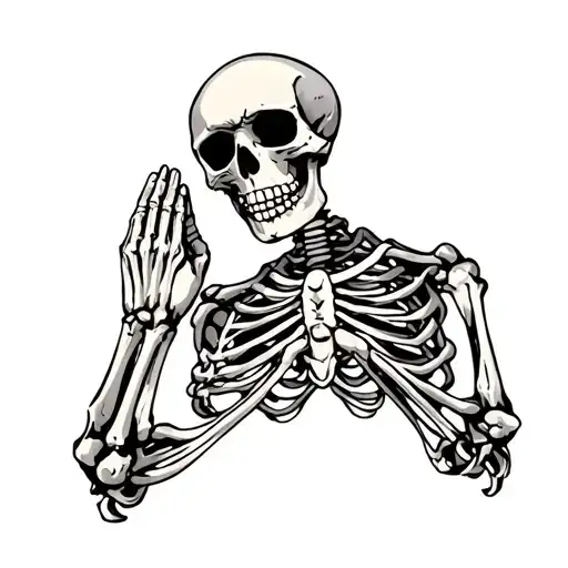 praying skeleton tattoo design idea