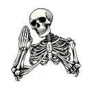 praying skeleton tattoo design idea