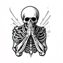 praying skeleton tattoo design idea