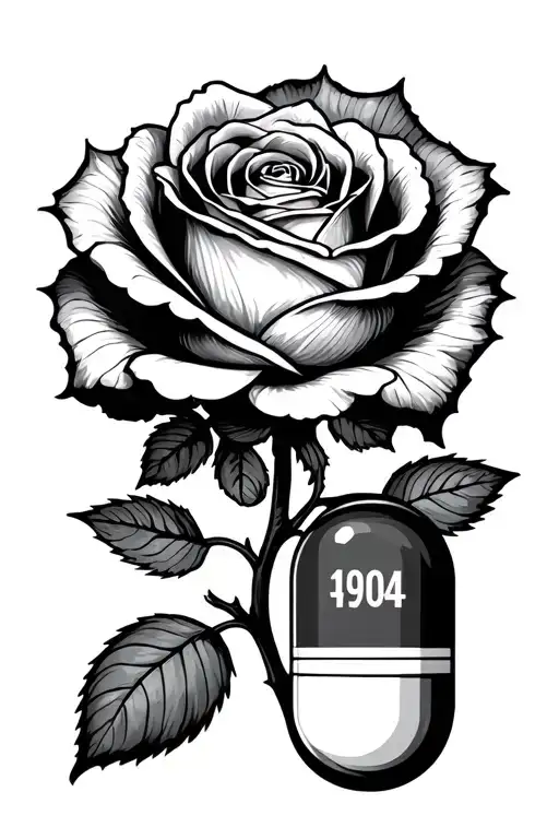 Rose Growing Out of a Pill, 999 ON THE LABELalso i want 14.04, not that simple, also maybe more pills and percocets tattoo design idea
