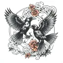 crows flying together tattoo design idea