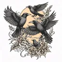 crows flying together tattoo design idea