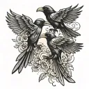 crows flying together tattoo design idea