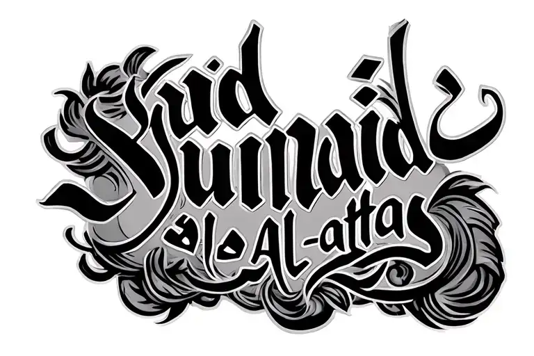 Spinal tatto with the text 'Syaid Junaid Al-attas' written in a Bold, Calligraphy font  tattoo design idea