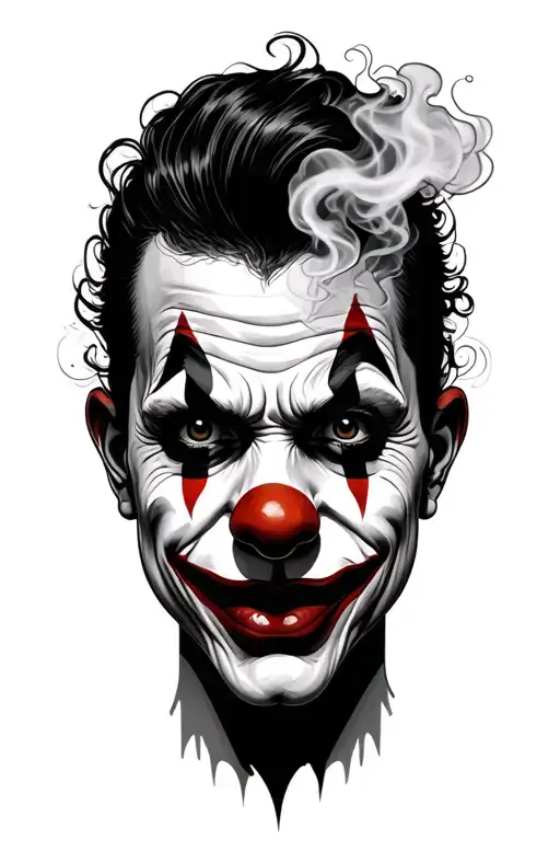 smoking clown face tattoo design idea