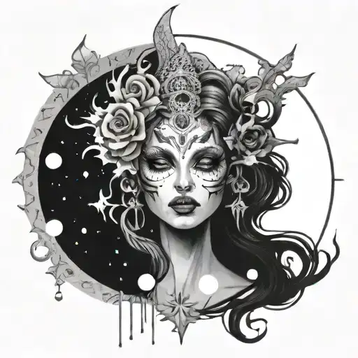 Marena, goddess of death and winter. Able to control time. Can take life even from gods. But also gives new life tattoo design idea