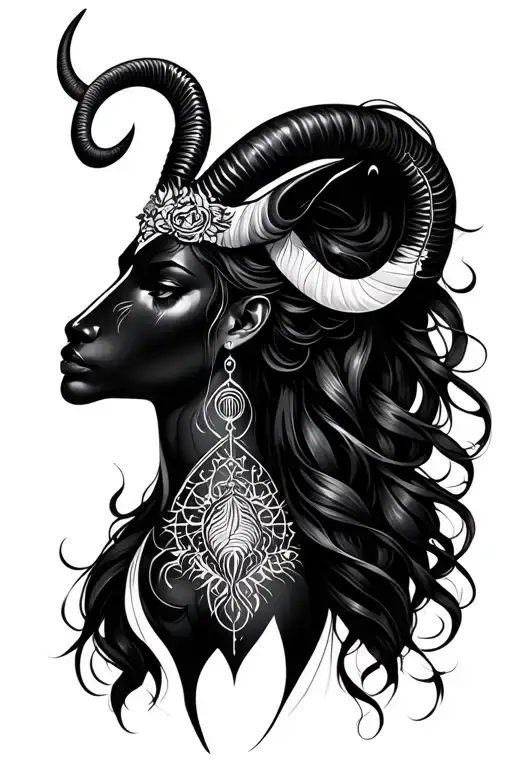 Capricorn zodiac woman tattoo design idea