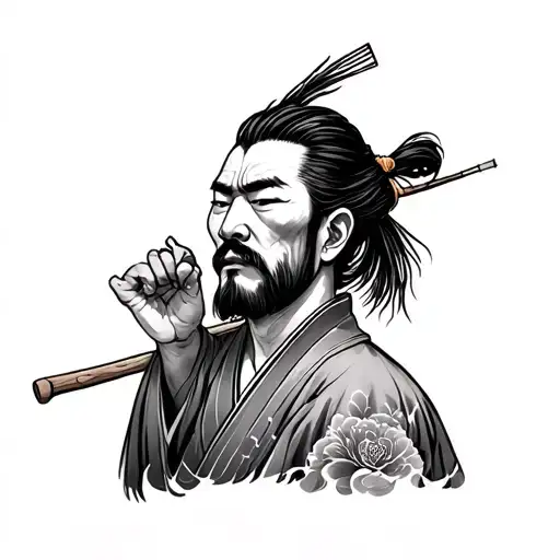 traditional Japanese style tattoo featuring Akira Kurosawa-inspired figures tattoo design idea