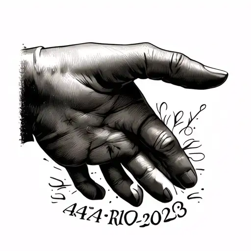 child's hand gently holding a father's finger. name 'AARIV' and date 24-10-2023 in roman numerals tattoo design idea