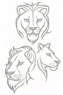 A split design where one half is a lion’s face and the other is Kali’s face  tattoo design idea