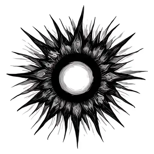 sun with thin rays radiating from circumference  tattoo design idea