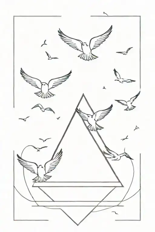 Open delta symbol with birds flying out of it tattoo design idea