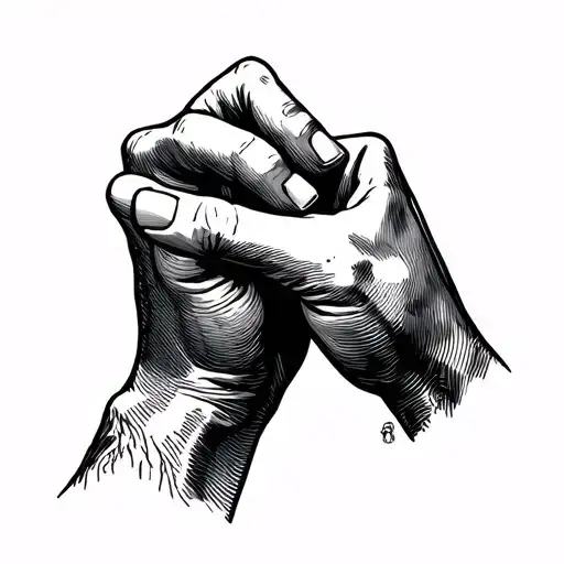 minimalist line art pinky promise with woman's pinky finger is wrapped around the man's thumb tattoo design idea