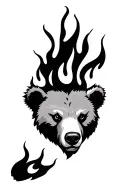 bear head with 3 flames coming tattoo design idea