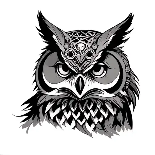 owl fox mechanical steampunk tattoo design idea