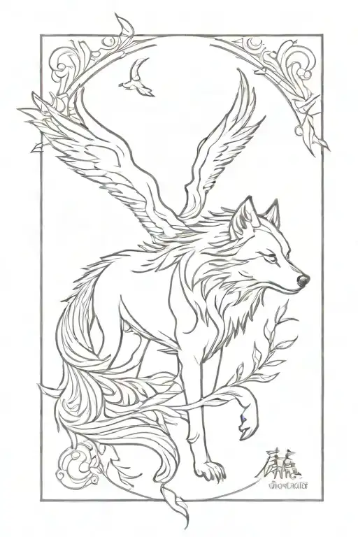 Wolf With Phoenix Tattoo design tattoo design idea