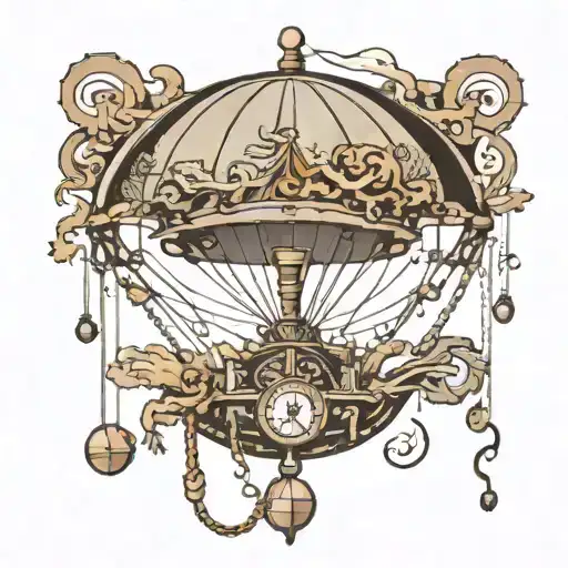 brain as parachute hanging to attach to compass by the strings  tattoo design idea