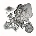 Europe Map tattoo design idea