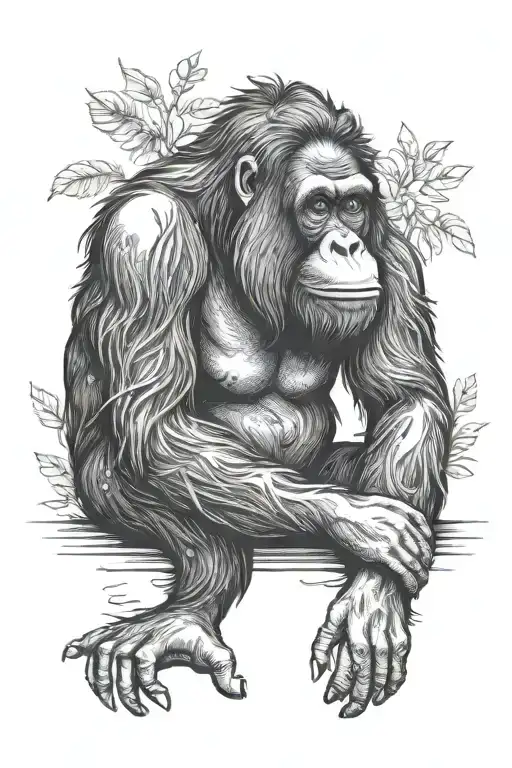 orangutan sitting alone tattoo design idea