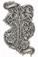 everything happens for a reason inside a cross with background  tattoo design idea