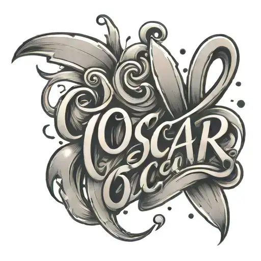 Oscar written with hearts floating around the name  tattoo design idea