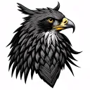 black and gray african totem pole falcon, wofl, warrior dreadlock 3 tier tattoo design idea