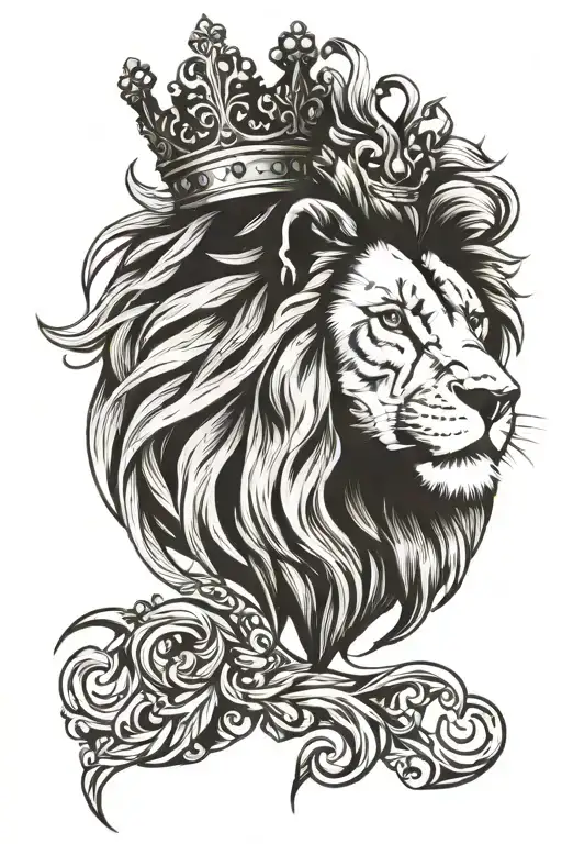 lion filagree crown tattoo design idea