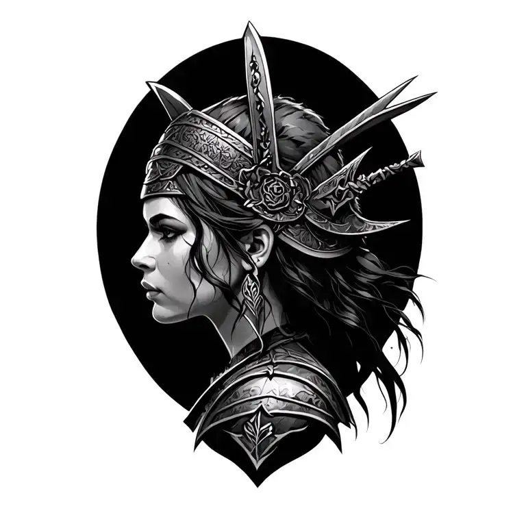 warrior female scottish tattoo design idea
