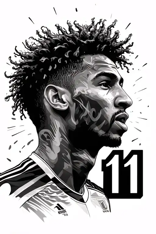 Neymar and number 11 in the style of the magic behind the leg tattoo design idea