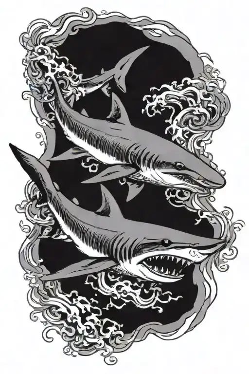 shark swimming tattoo design idea