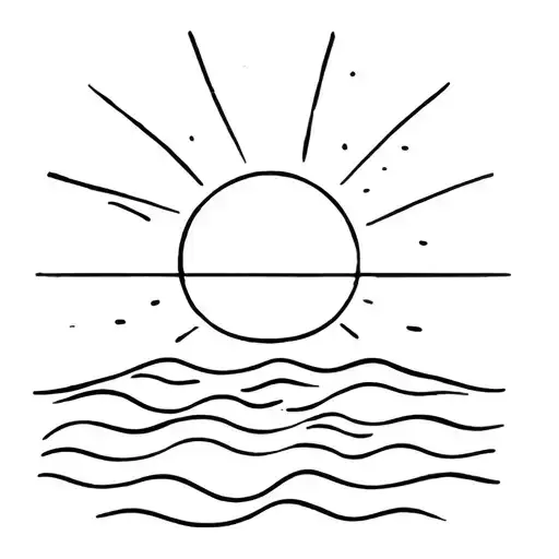 A tattoo of a sun rising over a calm ocean, representing a fresh start and new beginnings tattoo design idea