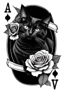 black cats and  roses spades of ace tattoo design idea