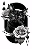 black cats and  roses spades of ace tattoo design idea