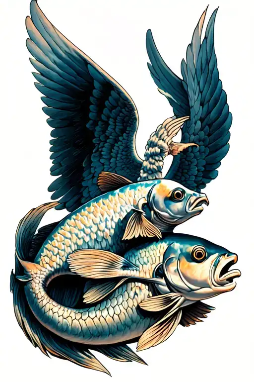 Archangel Raphael Caduceus Fish tattoo design idea