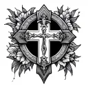 Catholic cross fine line tattoo tattoo design idea