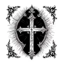 Catholic cross fine line tattoo tattoo design idea