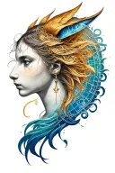 sagittarius, libra, aquarious zodiac sign tattoo design idea