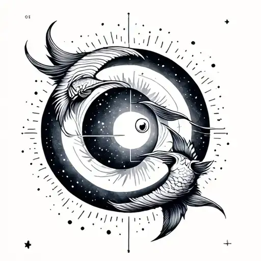 Pisces Aries Taurus celestial themed tattoo tattoo design idea